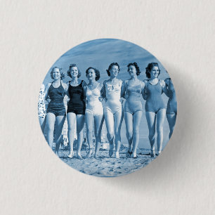 Vintage Retro Women Kitsch Surfing Beach Nuts 3 Cm Round Badge