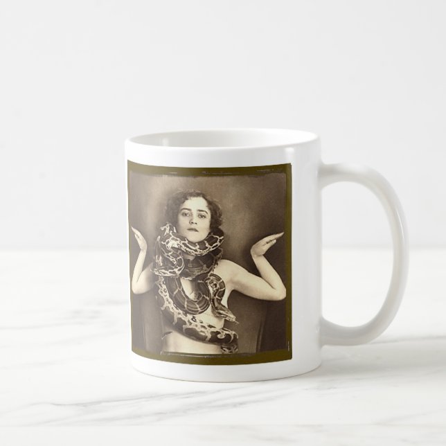 Vintage Retro Women Sideshow Snake Charmer Coffee Mug (Right)