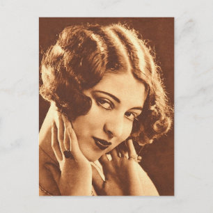 Vintage Retro Women Silent Film Star Postcard