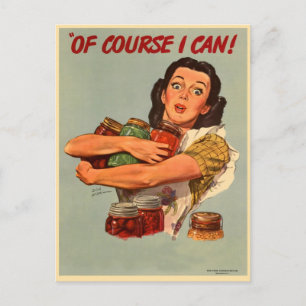 Vintage Retro Women WW2 Of Course I Can! Postcard