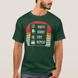 Vintage Retro Write Shoot Edit Repeat Movie Gift T-Shirt