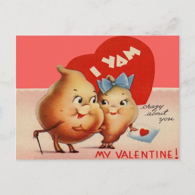 Vintage Retro Yam Valentine Card (Front)