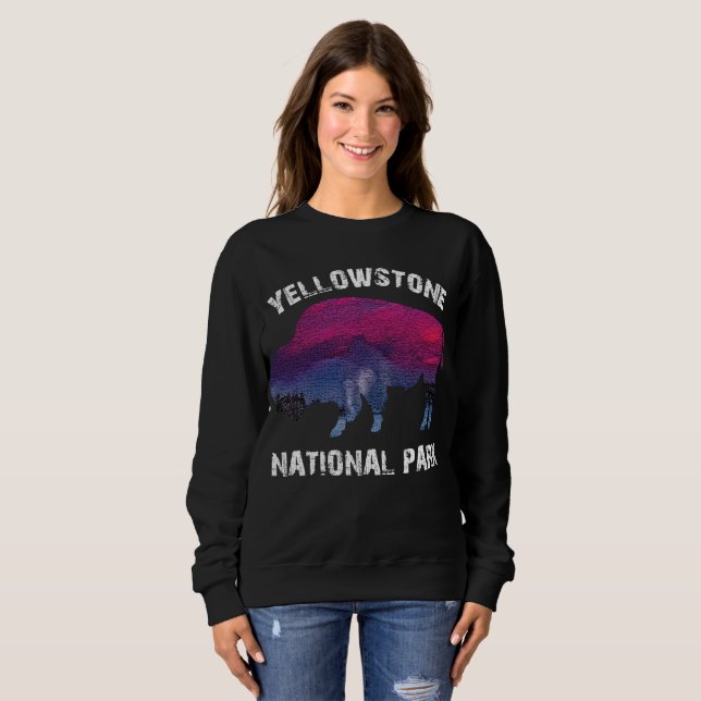 Vintage Retro Yellowstone National Park Bison Sweatshirt (Front Full)