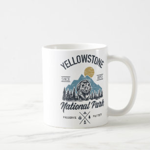Vintage Retro Yellowstone National Park Hiking Coffee Mug