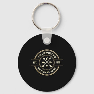 Vintage Retro Yellowstone National Park Hiking Key Ring