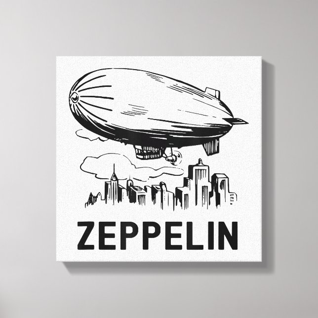 Vintage Retro Zeppelin - Dirigible Airship Sketch Canvas Print (Front)
