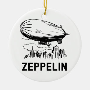 Vintage Retro Zeppelin - Dirigible Airship Sketch Ceramic Tree Decoration