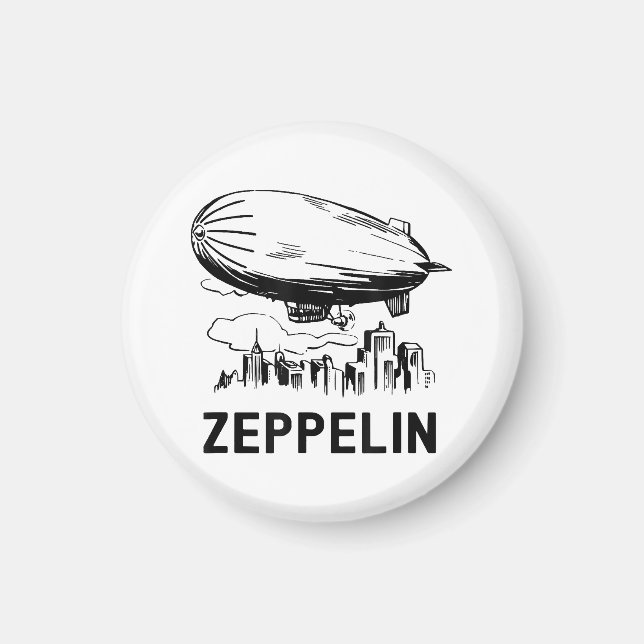 Vintage Retro Zeppelin - Dirigible Airship Sketch Magnet (Front)