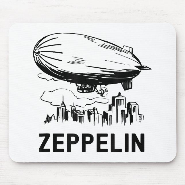 Vintage Retro Zeppelin - Dirigible Airship Sketch Mouse Pad (Front)