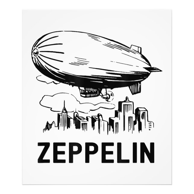 Vintage Retro Zeppelin - Dirigible Airship Sketch Photo Print (Front)