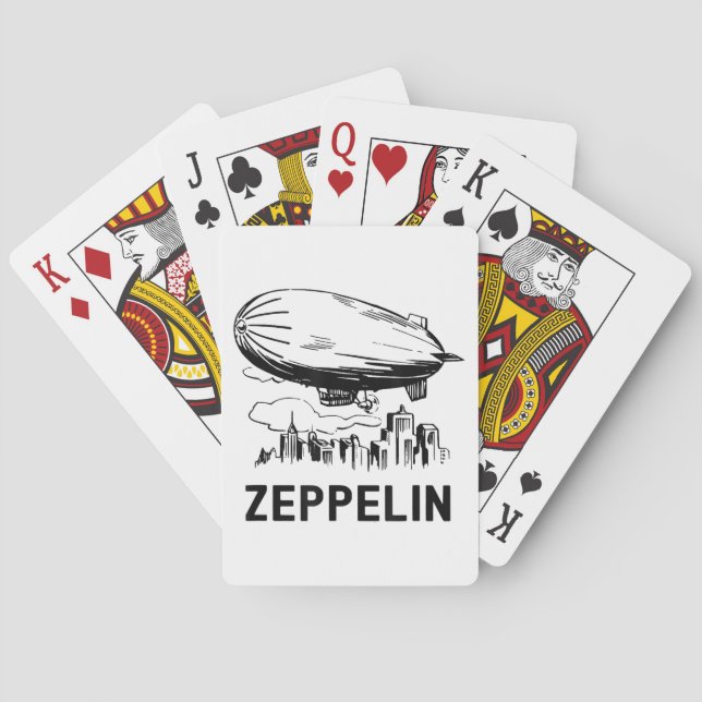 Vintage Retro Zeppelin - Dirigible Airship Sketch Playing Cards (Back)
