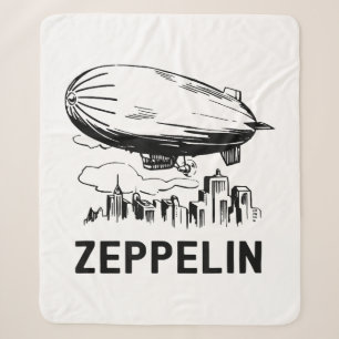 Vintage Retro Zeppelin - Dirigible Airship Sketch Sherpa Blanket