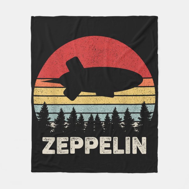 Vintage Retro Zeppelin Shirt Dirigible Airship Fleece Blanket (Front)