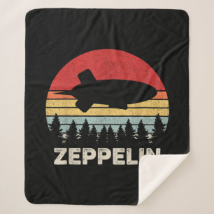 Vintage Retro Zeppelin Shirt Dirigible Airship Sherpa Blanket