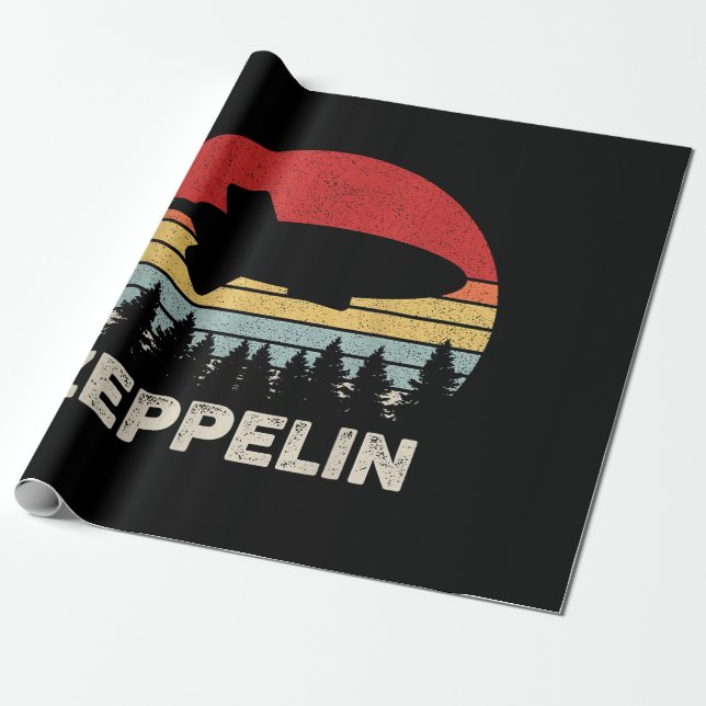 Vintage Retro Zeppelin Shirt Dirigible Airship Wrapping Paper (Unrolled)