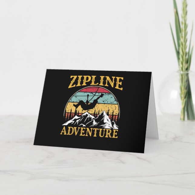 Vintage Retro Zipline Adventure Matching Zipline Card (Front)