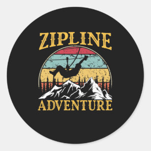Vintage Retro Zipline Adventure Matching Zipline Classic Round Sticker