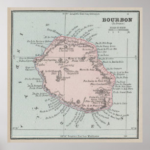 Vintage Reunion Island Map (1901) Poster