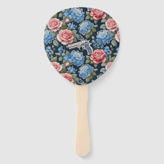 Vintage Revolver Floral With Lace And Flowers Hand Fan