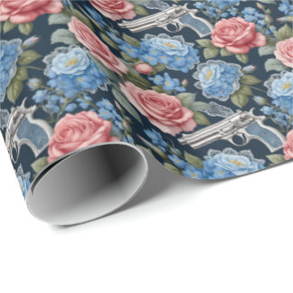 Vintage Revolver Floral With Lace And Flowers Wrapping Paper