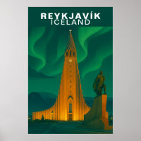 Vintage Reykjavík, Iceland Aurora Borealis
