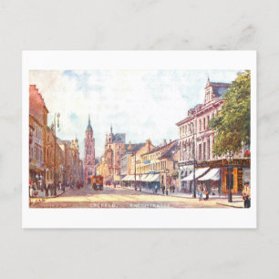 Vintage Rheinstrasse in Crefeld, Germany Postcard