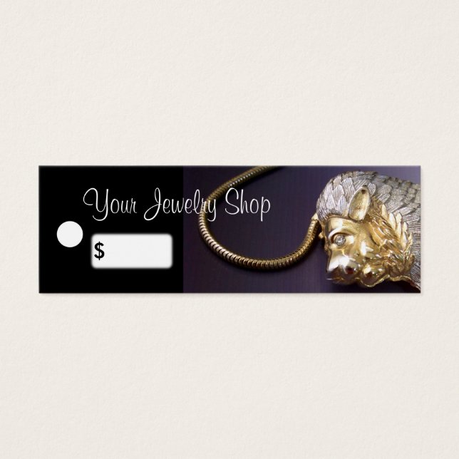 Vintage Rhinestone Lion Jewellery Price Tags (Front)