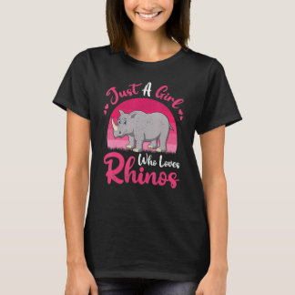 Vintage Rhino Animal  Just A Girl Who Loves Rhinos T-Shirt