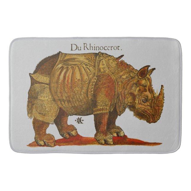 Vintage Rhino Durer's Rhinoceros Antique Bath Mat (Front)