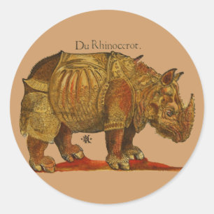 Vintage Rhino Durer's Rhinoceros Antique Classic Round Sticker