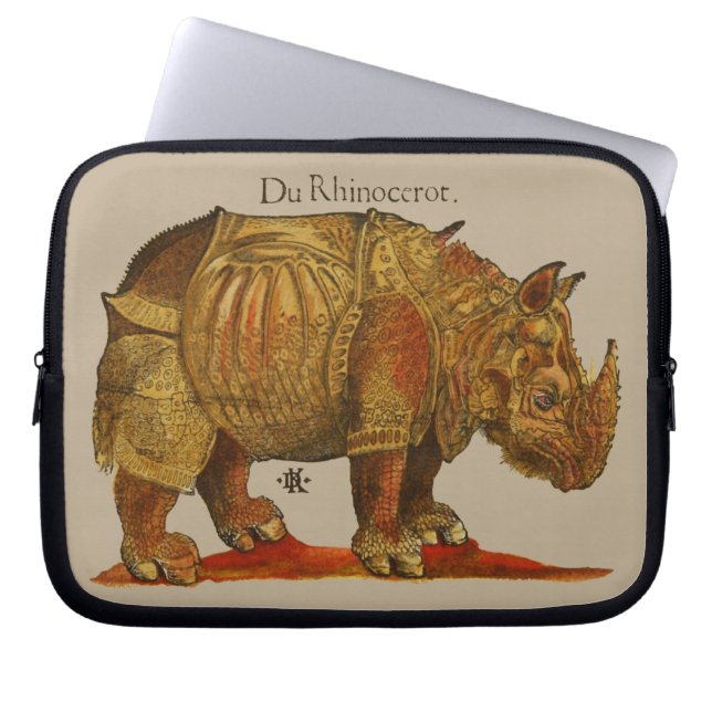 Vintage Rhino Durer's Rhinoceros Antique Laptop Sleeve (Front)