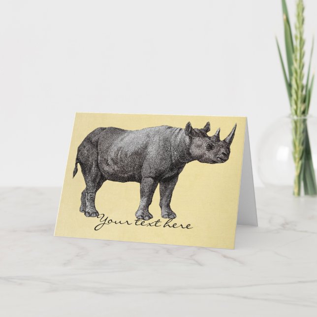 Vintage Rhino Greeting Card (Front)
