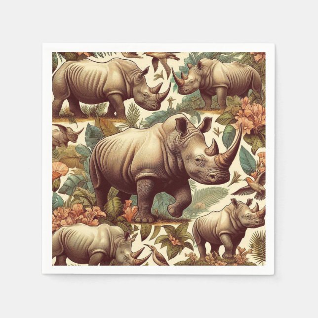 Vintage Rhino Seamless Napkin (Front)