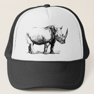 Vintage Rhinoceros Illustration, Animal Trucker Hat
