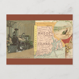 Vintage Rhode Island Map Postcard