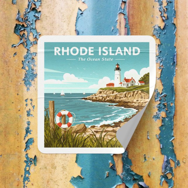 Vintage Rhode Island Square Sticker (Creator Uploaded)