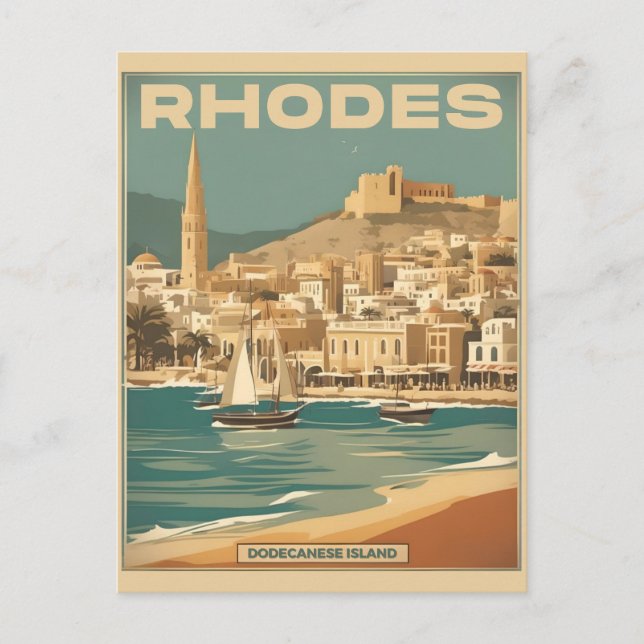 Vintage Rhodes Greece - Rhodes Island greece trip Postcard (Front)