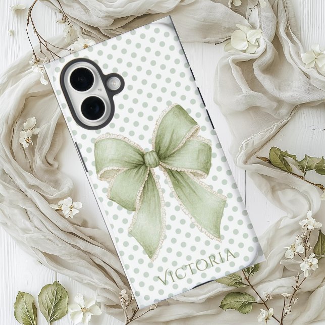 Vintage Ribbon Polkadot Personalized Case-Mate iPhone Case (Creator Uploaded)
