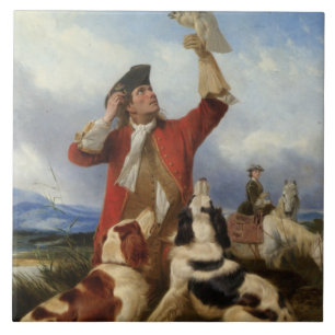 Vintage Richard Ansdell Bird Dogs Animal Hawking Tile