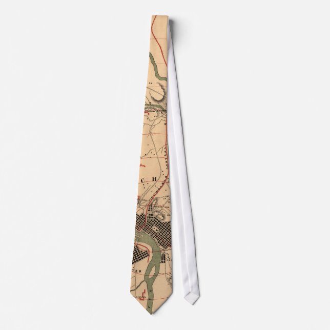 Vintage Richmond VA Rebel Defence Map (1864) Tie (Front)