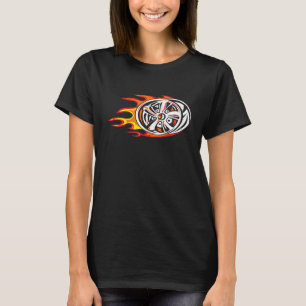 Vintage Rims In Fire Car Wheels Retro Racing Hubca T-Shirt