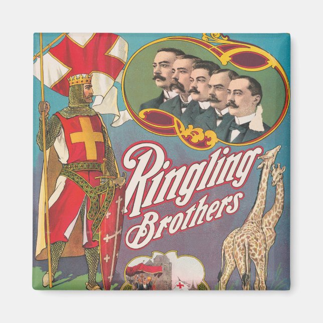 Vintage Ringling Brothers Circus Poster Magnet (Front)