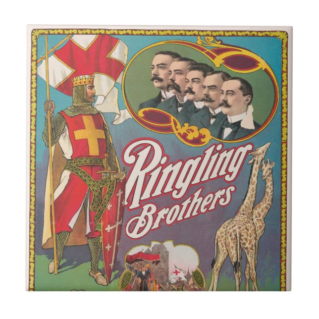 Vintage Ringling Brothers Circus Poster Tile (Front)