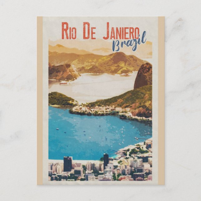 Vintage Rio de Janeiro Brazil Retro Travel Postcard (Front)