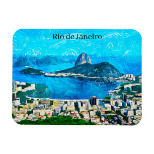 Vintage Rio de Janeiro Watercolor Painting Magnet