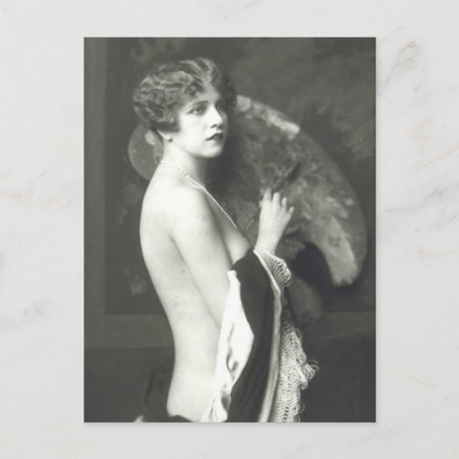 Vintage risque Pin up girl photo Postcard (Front)