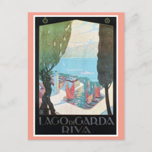 Vintage Riva Lake Garda Italian travel ad Postcard