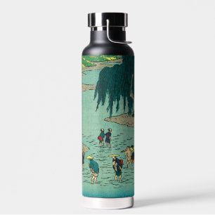 Vintage River Crossing- Japanese Woodblock Water Bottle
