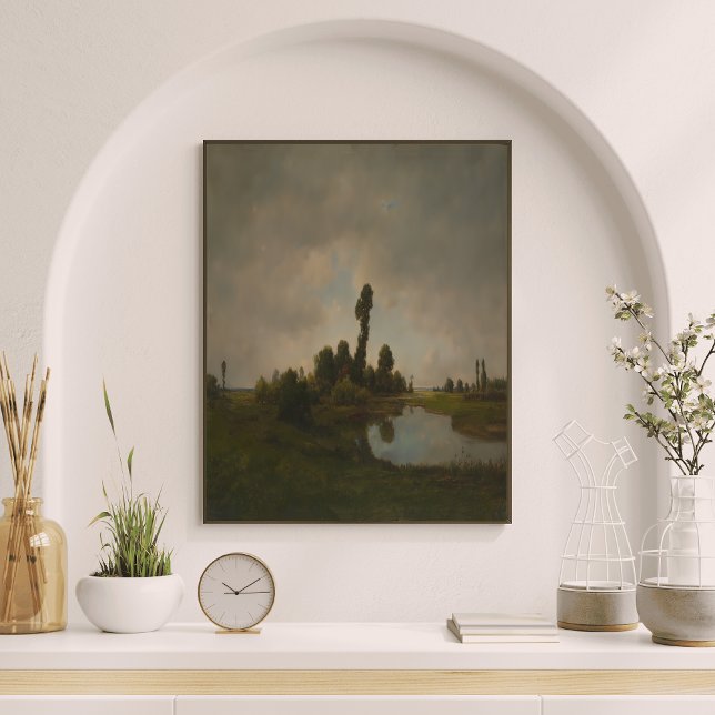 Vintage River Landscape | Rustic Countryside zsrt Canvas Print (Creator Uploaded)