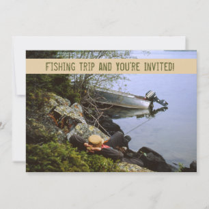 Vintage Riverbank Fishing Trip Invitation
